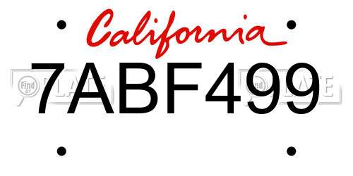 7ABF499 California License Plate