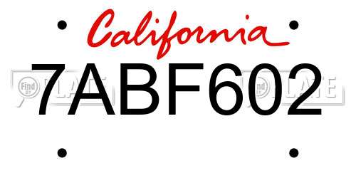 7ABF602 California License Plate