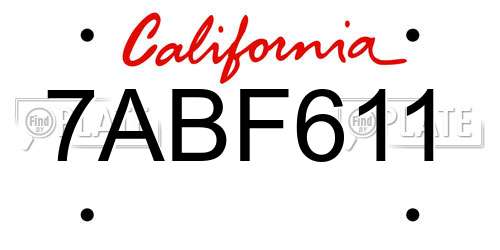 7ABF611 California License Plate