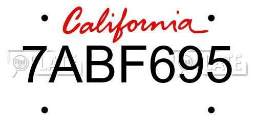 7ABF695 California License Plate