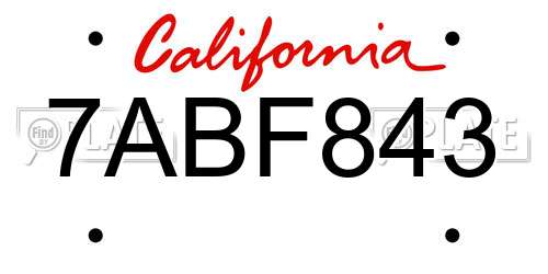 7ABF843 California License Plate