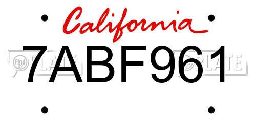 7ABF961 California License Plate