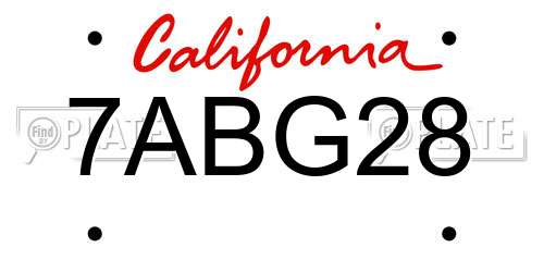 7ABG28 California License Plate