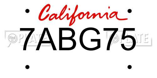 7ABG75 California License Plate