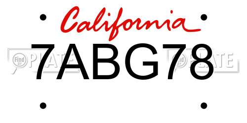 7ABG78 California License Plate