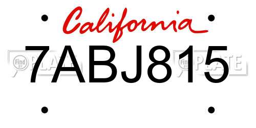7ABJ815 California License Plate