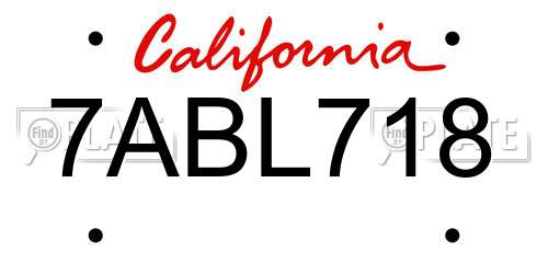 7ABL718 California License Plate