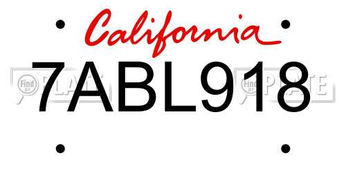 7ABL918 California License Plate