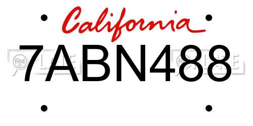 7ABN488 California License Plate