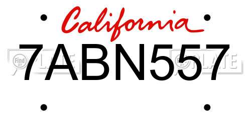 7ABN557 California License Plate