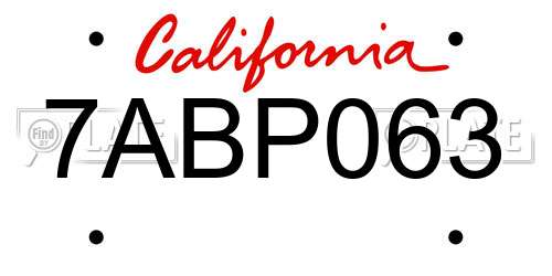 7ABP063 California License Plate