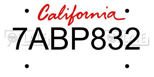 7ABP832 California License Plate