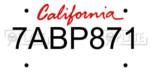 7ABP871 California License Plate