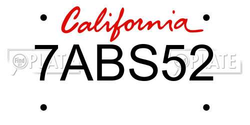 7ABS52 California License Plate