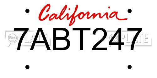 7ABT247 California License Plate