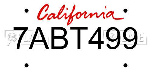 7ABT499 California License Plate