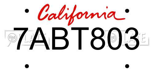 7ABT803 California License Plate