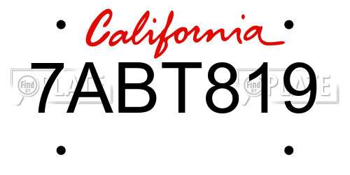 7ABT819 California License Plate