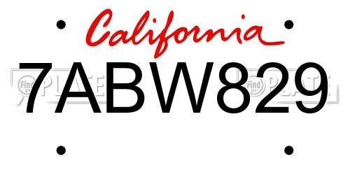 7ABW829 California License Plate