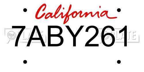 7ABY261 California License Plate