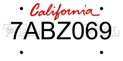 7ABZ069 California License Plate