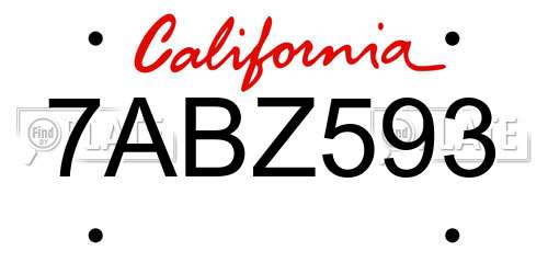 7ABZ593 California License Plate