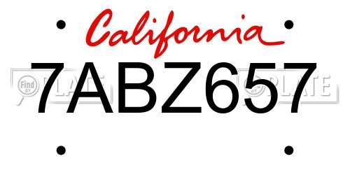7ABZ657 California License Plate