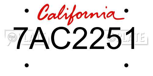 7AC2251 California License Plate