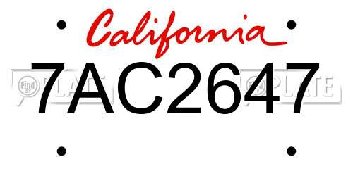 7AC2647 California License Plate
