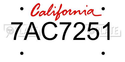 7AC7251 California License Plate