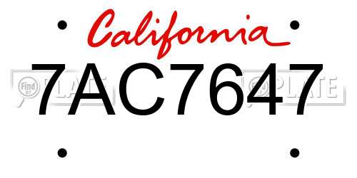 7AC7647 California License Plate