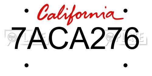 7ACA276 California License Plate