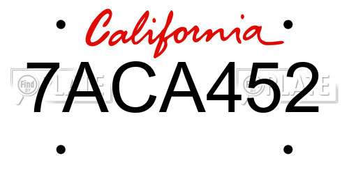 7ACA452 California License Plate