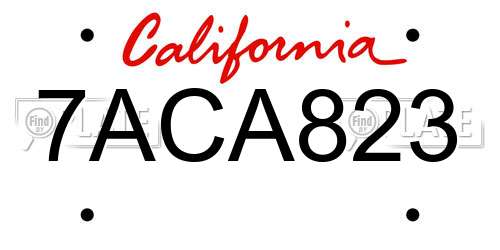 7ACA823 California License Plate
