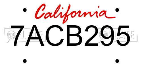 7ACB295 California License Plate