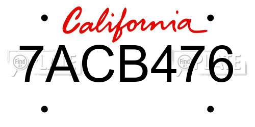 7ACB476 California License Plate