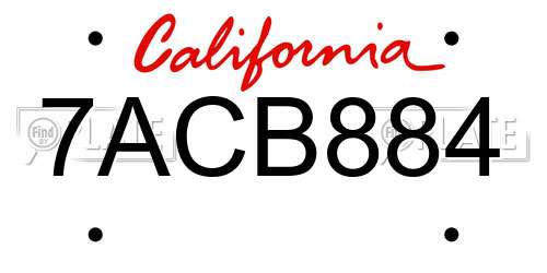 7ACB884 California License Plate