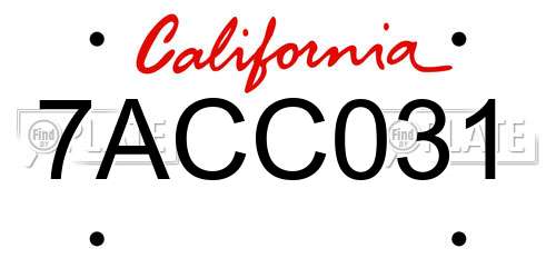 7ACC031 California License Plate