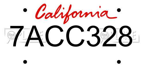 7ACC328 California License Plate