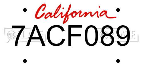 7ACF089 California License Plate