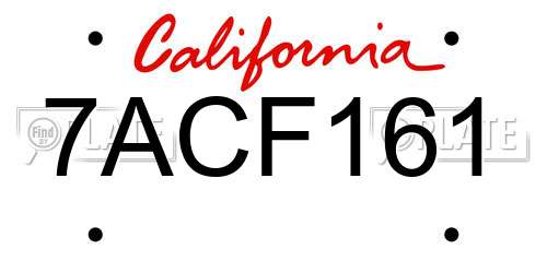 7ACF161 California License Plate