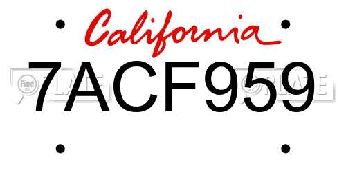 7ACF959 California License Plate