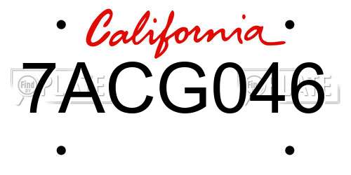 7ACG046 California License Plate