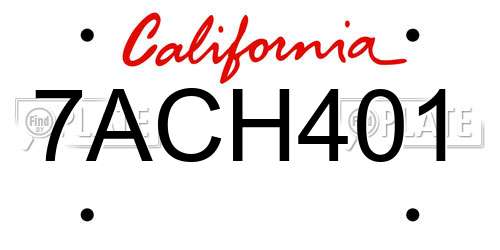7ACH401 California License Plate