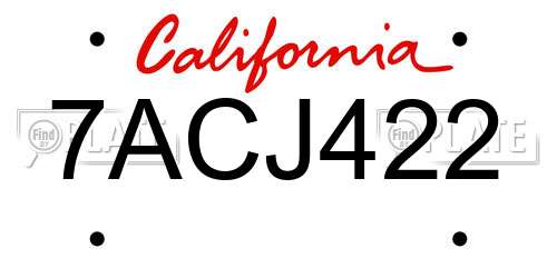 7ACJ422 California License Plate