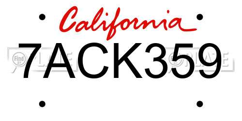 7ACK359 California License Plate