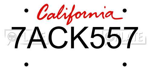 7ACK557 California License Plate