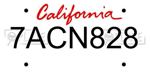7ACN828 California License Plate