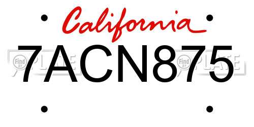 7ACN875 California License Plate