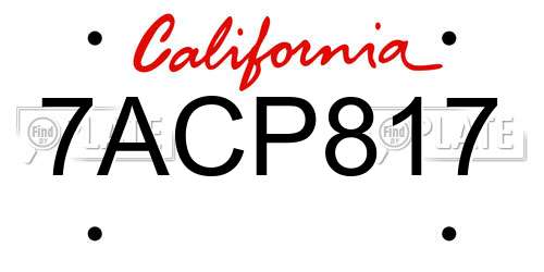 7ACP817 California License Plate